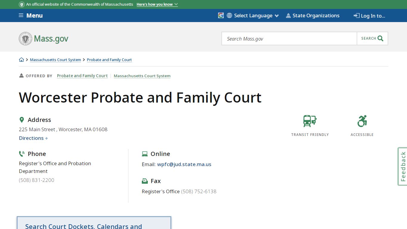 Worcester Probate and Family Court | Mass.gov